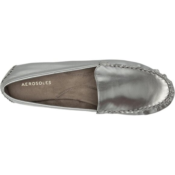 Aerosoles Womens Gunmetal Combo Closed Rounded Toe Over Drive Flats Loafer - Picture 5 of 7